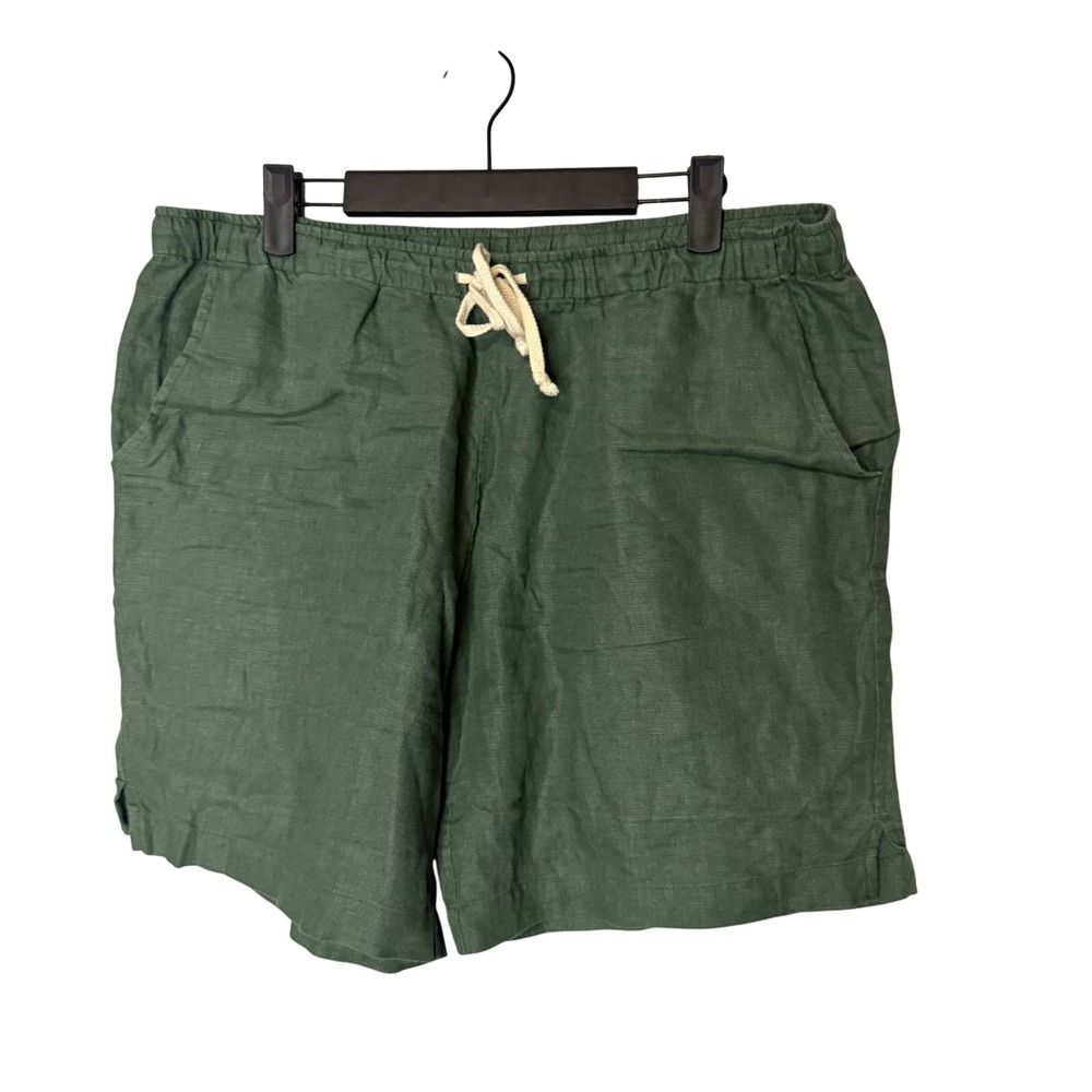 Alex Crane Bo Shorts Mens XL Pine Green 100% Linen